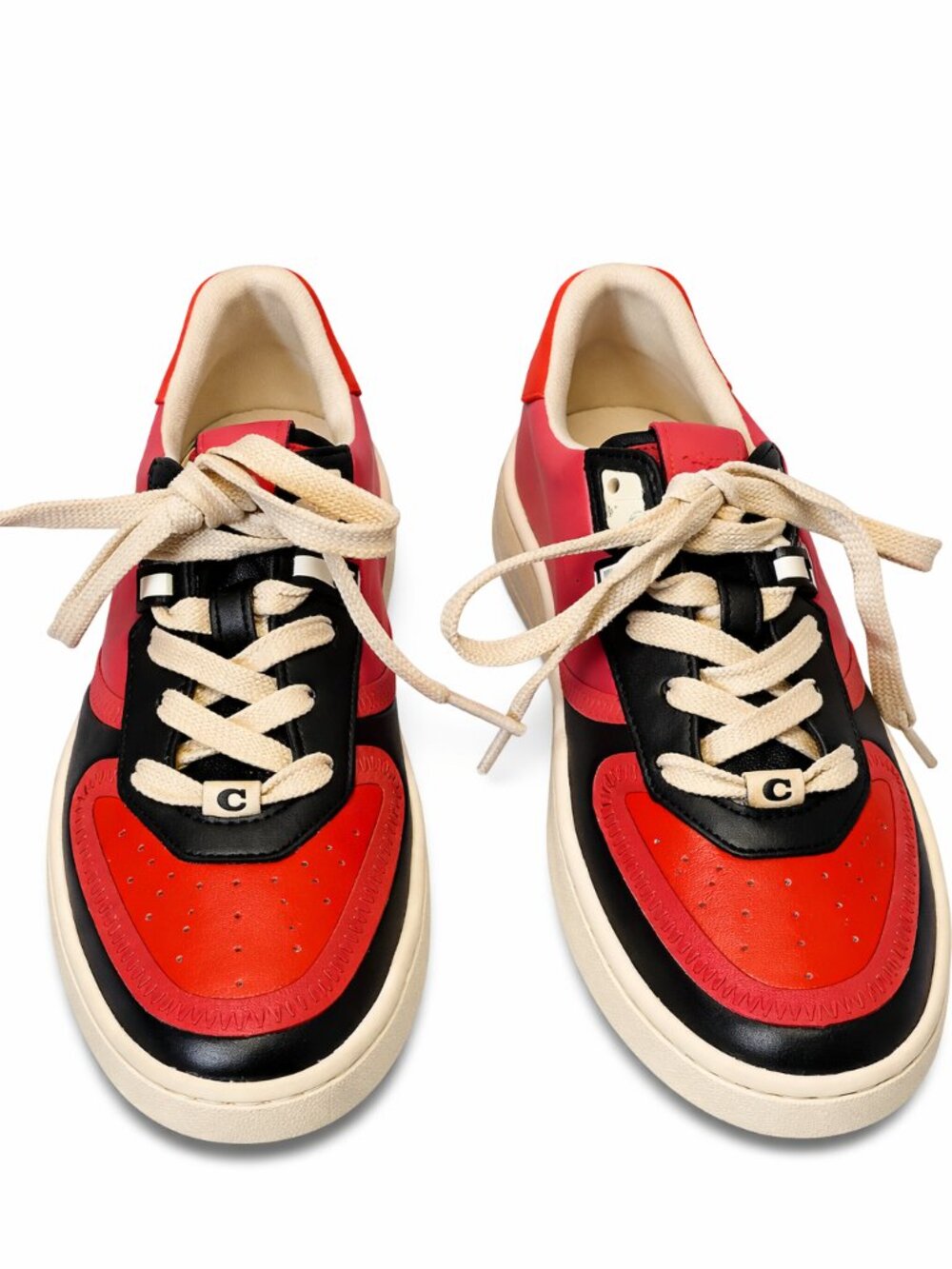Coach City Sole Sneakers Pink Red Black Leather Low-Top Sneakers Size 7B NWOT